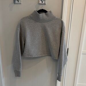 ALO Yoga Gray Cowl Neck Cropped Sweater